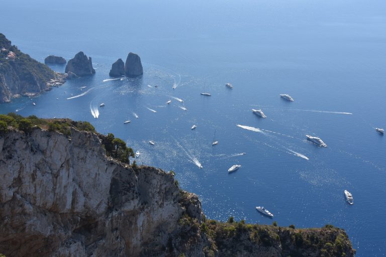 The yachts in the waters of capri