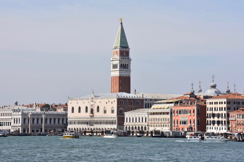 Campanile in Venice and canal