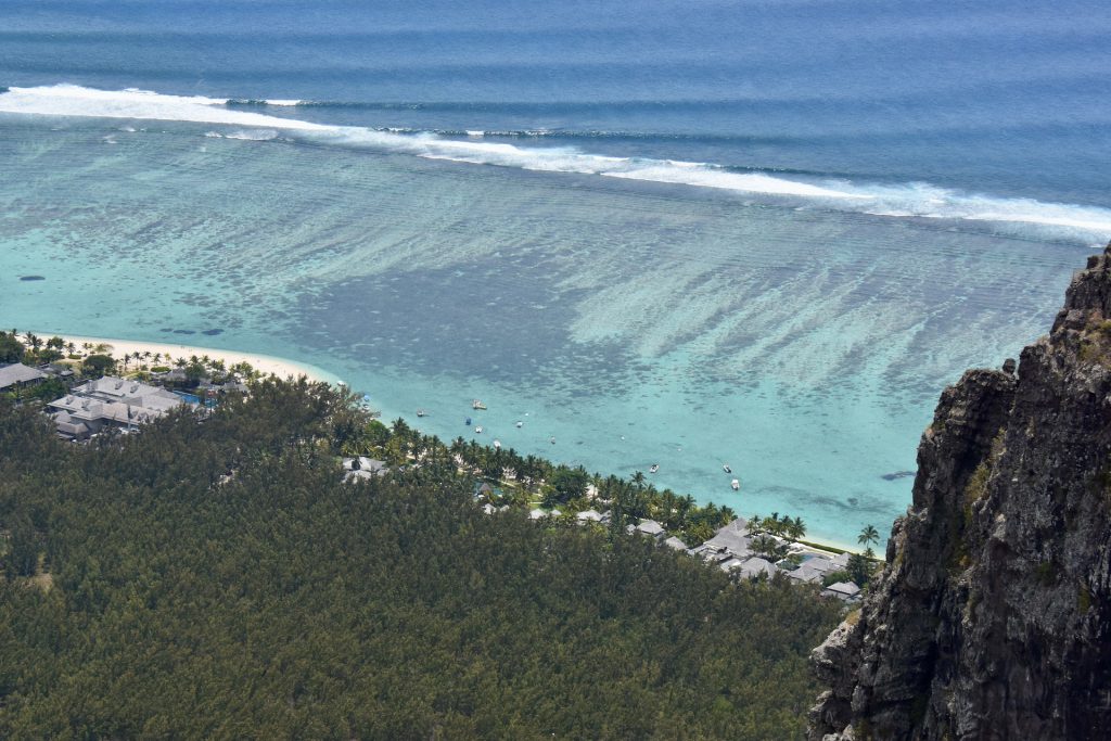 view of the ocean from the Lo Morne, Mauritius 